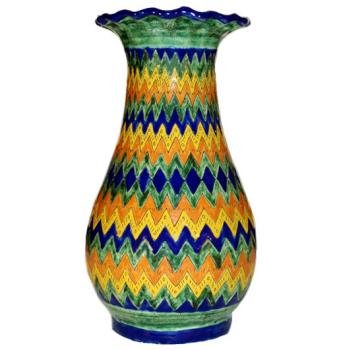 Talavera Flower Vase with triangles