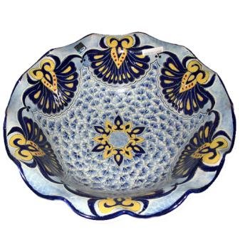 Antique Wavy Puebla Talavera Bowl