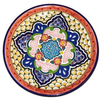 Pink Rim Leal Talavera Plate