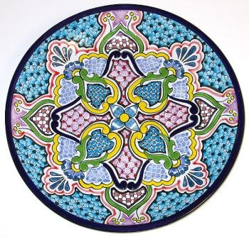 Round Mexico Talavera Pottery Platter