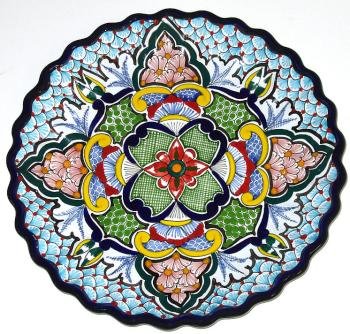 Blue Rimmed Talavera Plate