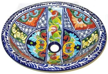 Classically Edged Talavera Vessel Sink
