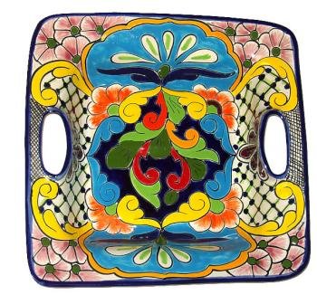 Talavera Square Platter with handles