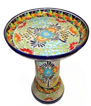 Vibrant Talavera Bird Bath