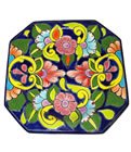 Green Talavera Octogonal Floral Plate.