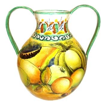 Majolica Flower Vase with Handles