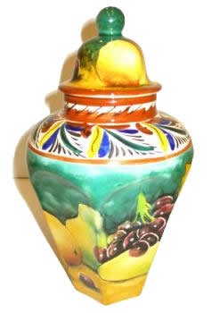 Majolica Hexagonal Cookie Jar