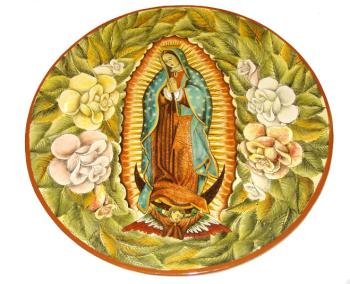 Majolica Round Virgin Mary Platter