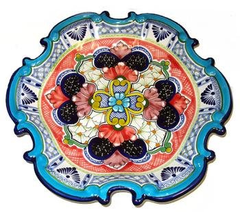 Blue Rimmed Talavera Plate