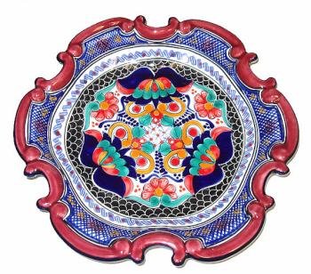 Bright Red Blue Talavera Plate