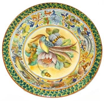 Majolica Bird and Flowers Bowl