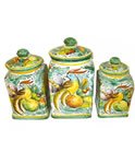 Majolica Bird and Flower Canisters