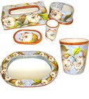 Six Pieces Majolica Bathroom Set