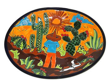 Talavera Cactus Oval Plate