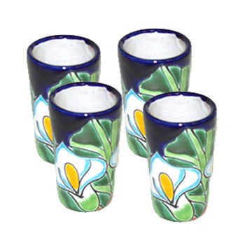 Talavera Calla Lily Tequila Shot Glasses